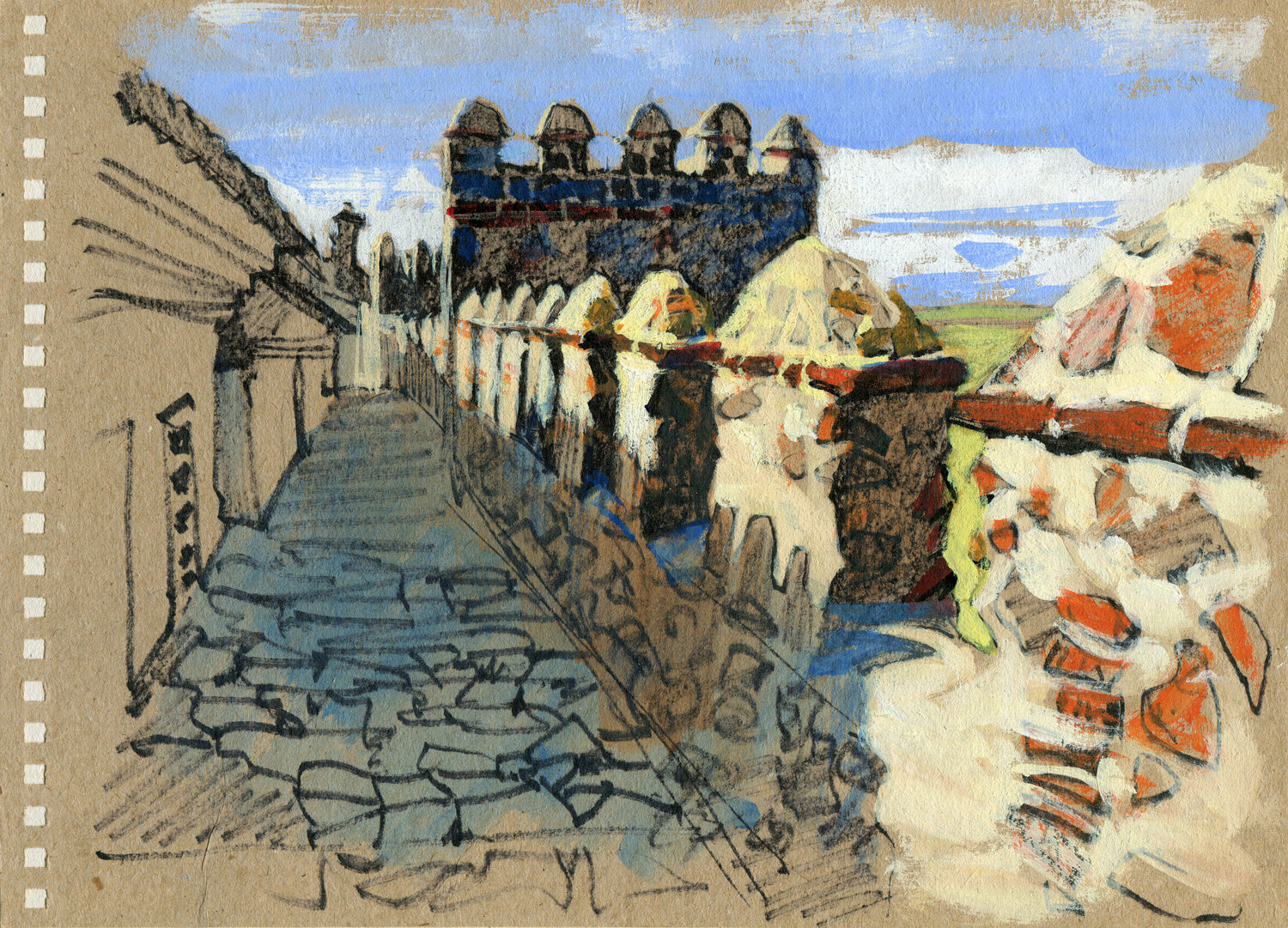 On the ramparts of Avila Evgeniy Monahov Werk auf Papier zu verkaufen