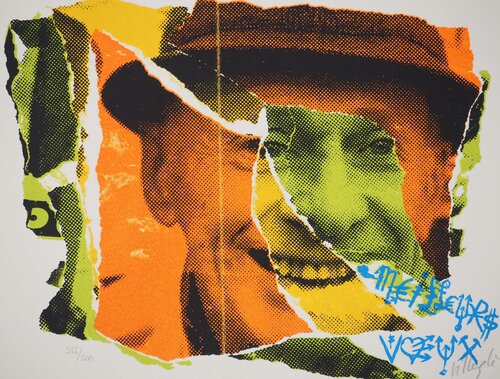 L'homme au chapeau (Bourvil) di Jacques Villeglé, Stampa in vendita su Singulart