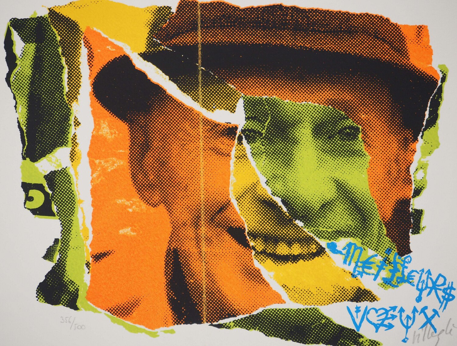 L'homme au chapeau (Bourvil) Jacques Villeglé Druck zu verkaufen