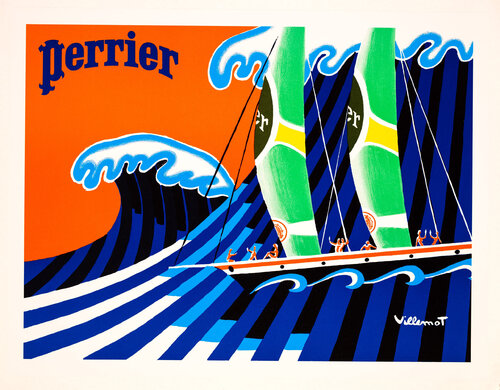 Perrier Hokusai wave by Bernard Villemot, Print for Sale on Singulart