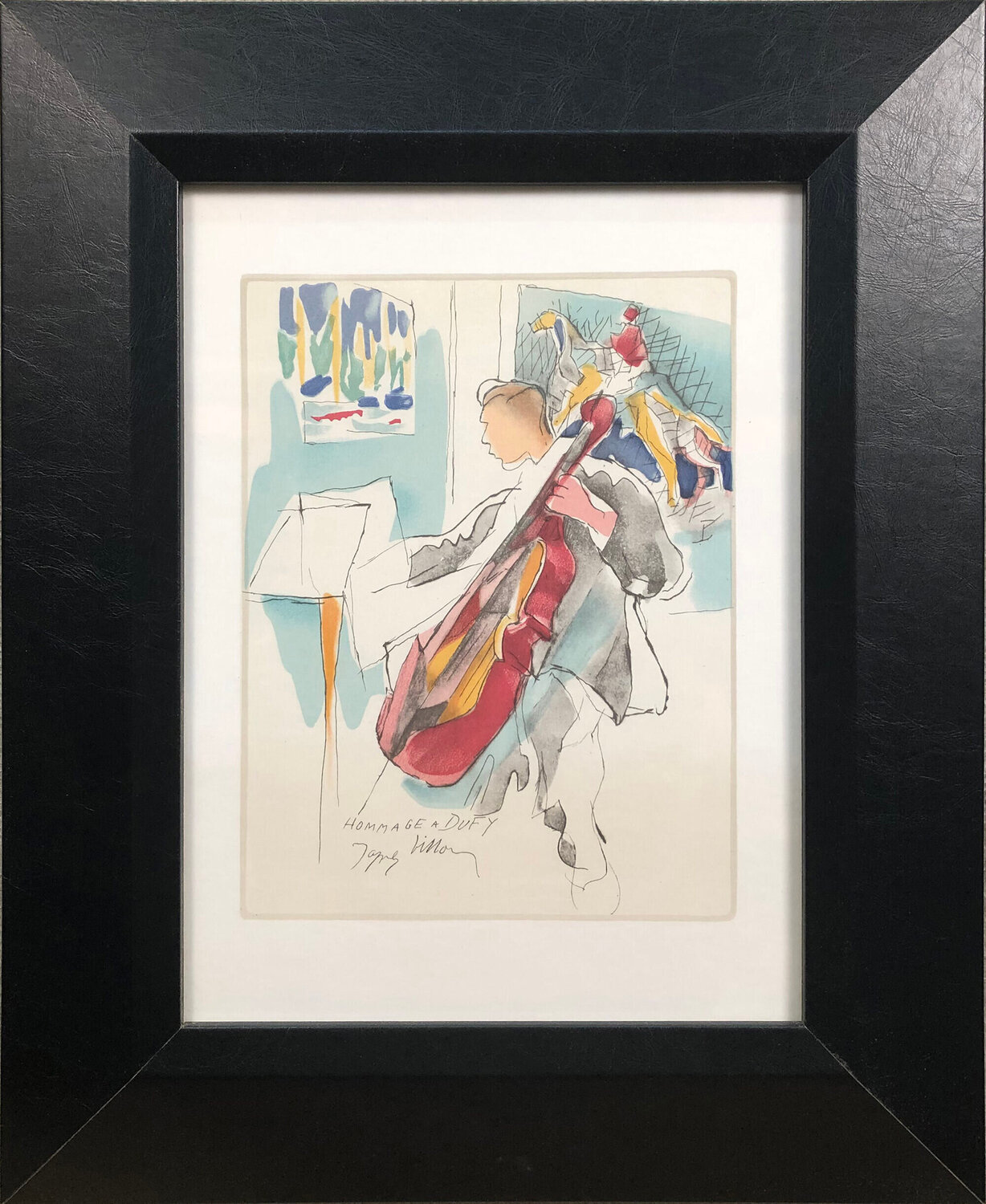 Composition avec contrebasse Jacques Villon Druck zu verkaufen