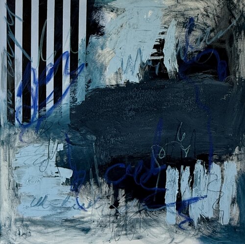 Blue Stripes par Christin Farr, Peinture en vente sur Singulart