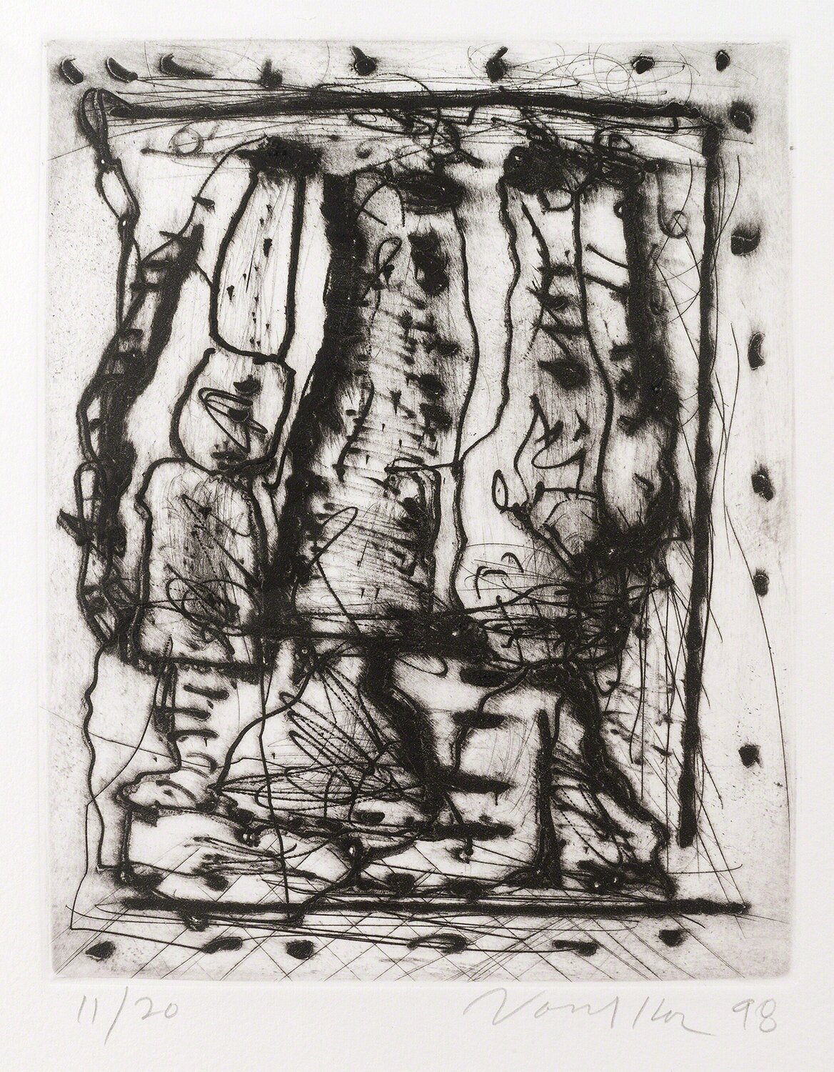 Untitled Dry Point Etching CR 314-PR Peter Voulkos Stampa in vendita