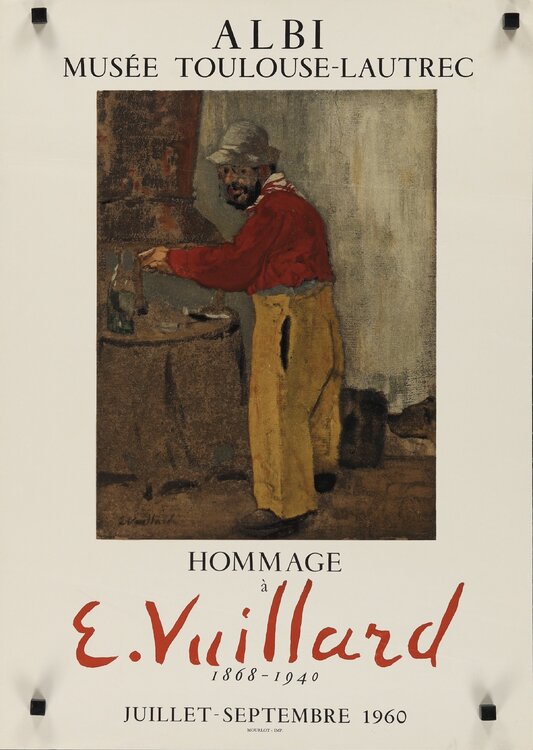 Hommage to E. Vuillard, 1868-1940, Albi, Musee Toulouse-Lautrec Exhibition Poster, (Black Magnets in the corners are for photography only and are not on the actual poster), FREE DOMESTIC SHIPPING Édouard Vuillard