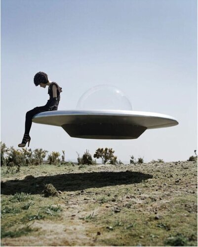 Kinga Rajzak on flying saucer, Eglingham Hall, Northumberland by Tim Walker, Print for Sale on Singulart