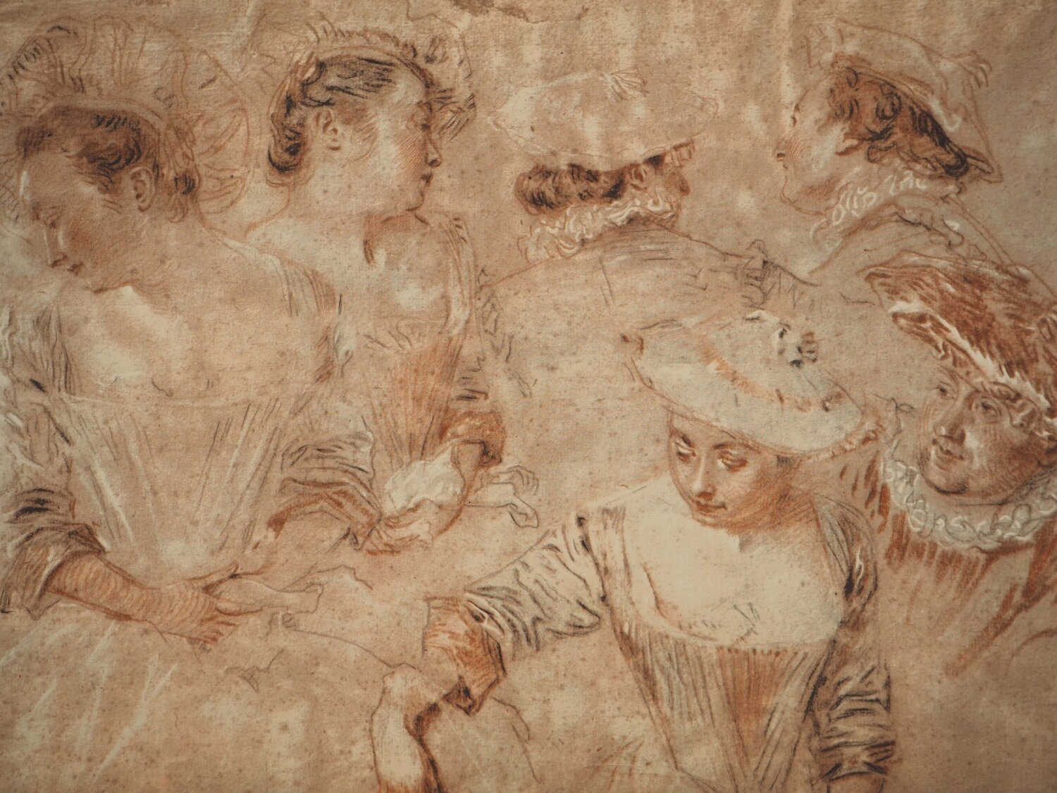 Groupe de courtisane Jean-Antoine Watteau Druck zu verkaufen
