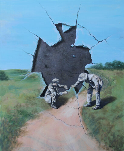 Here too, isn't it George! van Rudolf Kosow, Schilderij te koop op Singulart