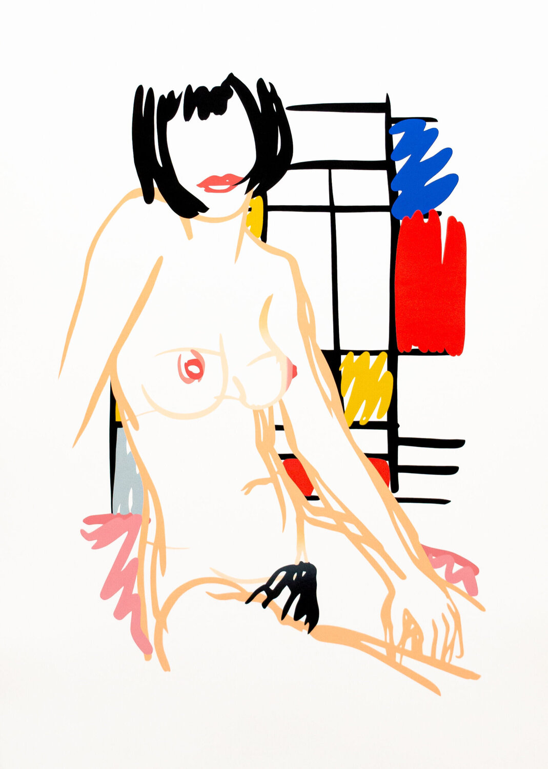 Monica Sitting with Mondrian Tom Wesselmann Stampa in vendita