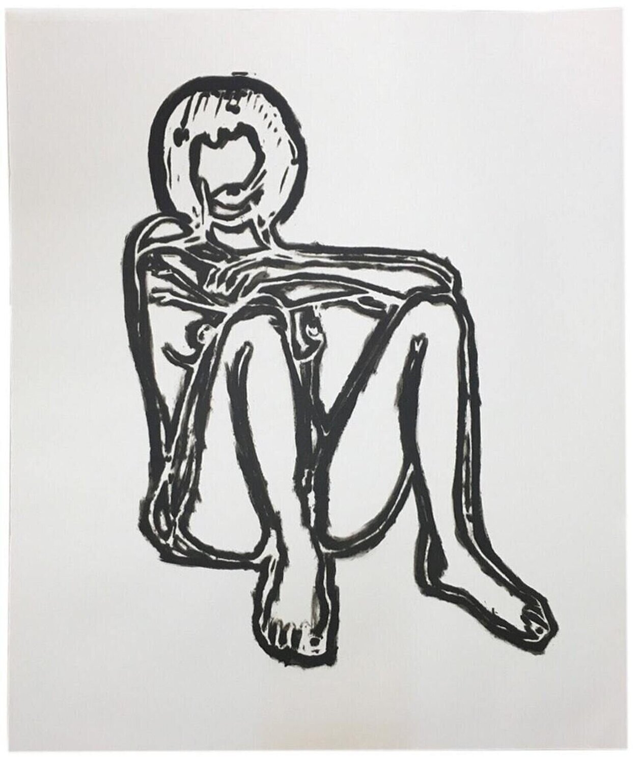Monica Sitting with Elbows on Knees Tom Wesselmann Print for sale