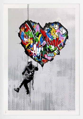 Cracked (framed, large hand signed screen print) van Martin Whatson, Afdruk te koop op Singulart