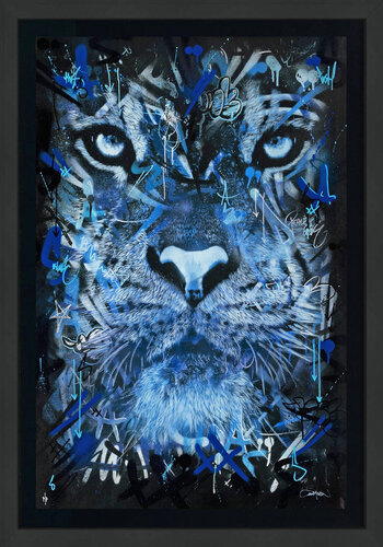 Tiger Blue (Unique Snik x Martin Whatson dual signed embellished screen print) by Martin Whatson x Snik, Print for Sale on Singulart