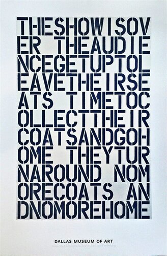 The Show is Over, rare long discontinued limited edition Dallas Museum poster di Christopher Wool, Stampa in vendita su Singulart