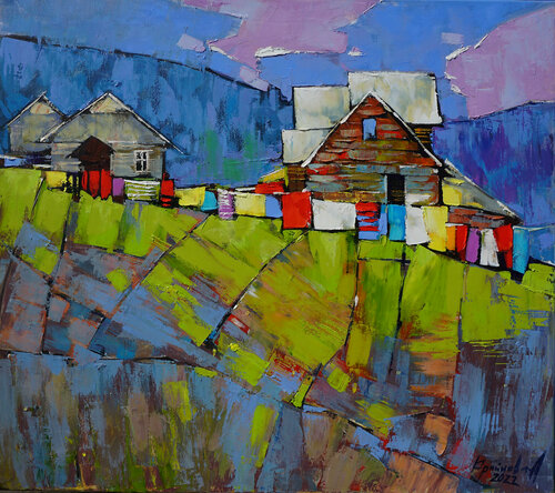 Morning in the Carpathians de Anastasia Kraineva, Pintura a la venta en Singulart