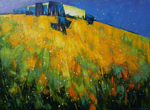 Dandelion night de Anastasia Kraineva, Pintura a la venta en Singulart