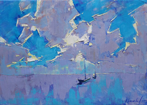 Boats par Anastasia Kraineva, Peinture en vente sur Singulart