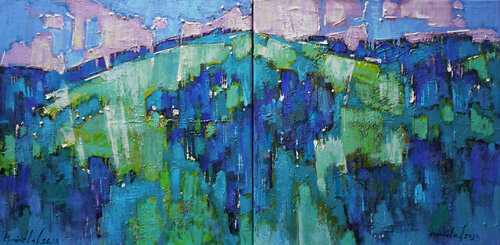 Blue Mountains. Diptych par Anastasia Kraineva, Peinture en vente sur Singulart