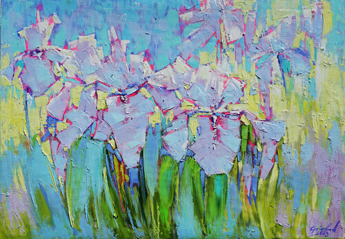 Iris morning par Anastasia Kraineva, Peinture en vente sur Singulart