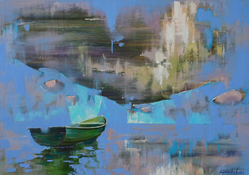 Boat under a cloud par Anastasia Kraineva, Peinture en vente sur Singulart