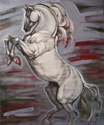 White Ferrari by Anastasia Kraineva, Painting for Sale on Singulart