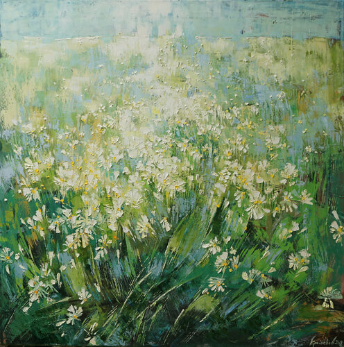Get lost in a chamomile field par Anastasia Kraineva, Peinture en vente sur Singulart