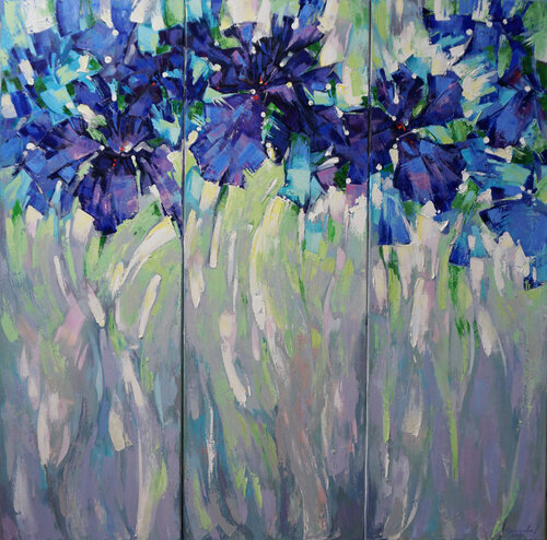 Touch of the sky. Triptych par Anastasia Kraineva, Peinture en vente sur Singulart