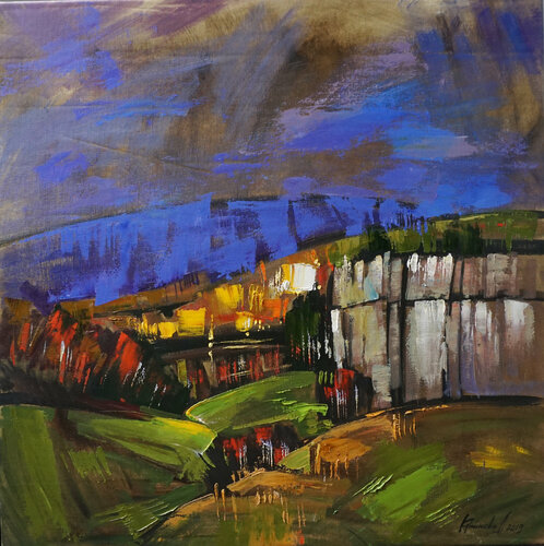 Blue mountain par Anastasia Kraineva, Peinture en vente sur Singulart