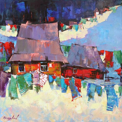 Hutsul round dances di Anastasia Kraineva, Pittura in vendita su Singulart