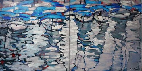 Circles on the water par Anastasia Kraineva, Peinture en vente sur Singulart