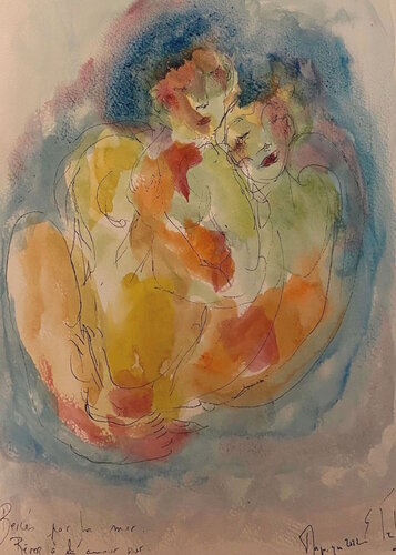 Bercés par la mer van Emilie Teillaud, Werk op papier te koop op Singulart