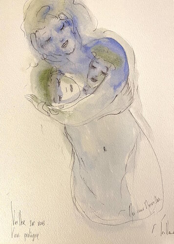 Mes deux merveilles van Emilie Teillaud, Werk op papier te koop op Singulart