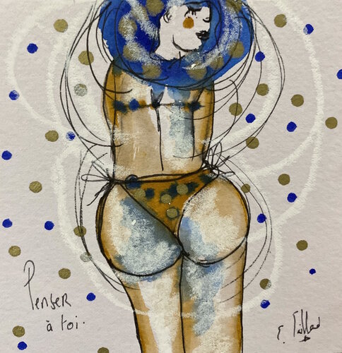 Penser à toi van Emilie Teillaud, Tekening te koop op Singulart
