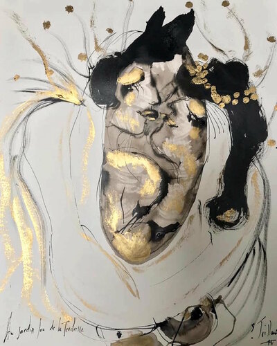 Au jardin fou de la tendresse di Emilie Teillaud, Opera su carta in vendita su Singulart