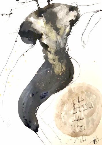 la flamme du vivant van Emilie Teillaud, Werk op papier te koop op Singulart