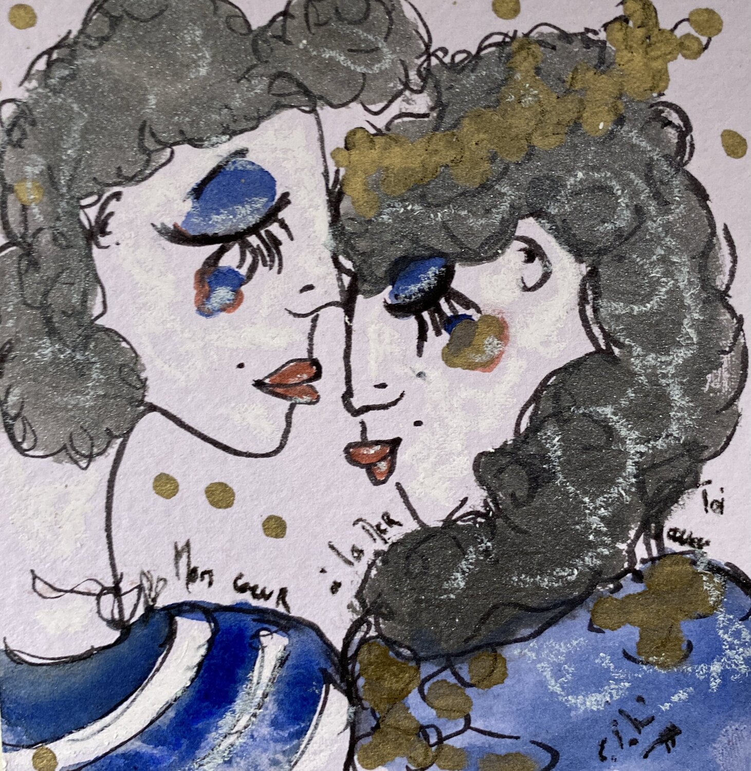Mon coeur à la mer avec toi Emilie Teillaud Werk auf Papier zu verkaufen