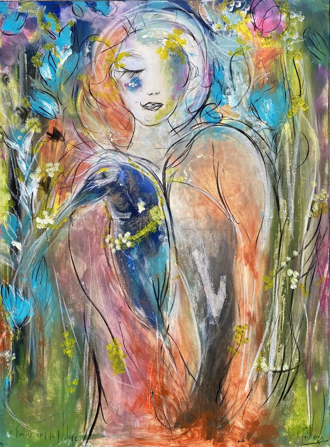 Se fondre avec la nature Emilie Teillaud Originalgemälde zu verkaufen