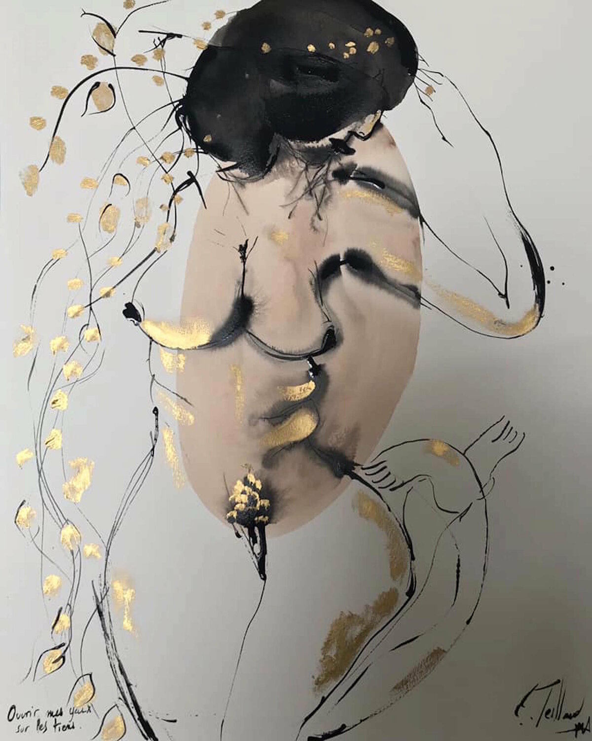 Ouvrir mes yeux sur les tiens Emilie Teillaud Werk auf Papier zu verkaufen