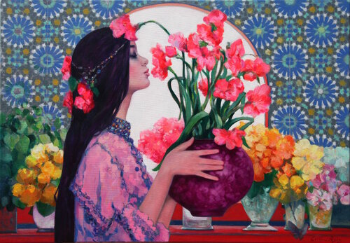 The Flower Shop di Emil Aziz, Pittura in vendita su Singulart