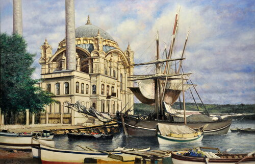 Ortakoy Mosque van Emil Aziz, Schilderij te koop op Singulart