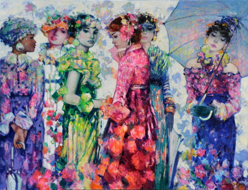 Blooming in the Rain di Emil Aziz, Pittura in vendita su Singulart