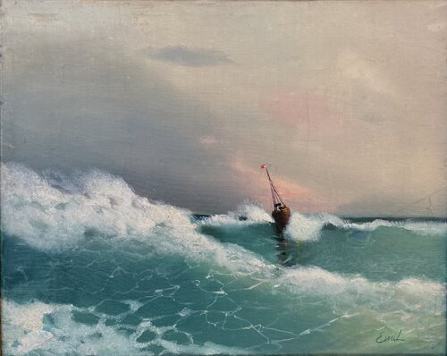Turquoise Waves van Emil Aziz, Schilderij te koop op Singulart