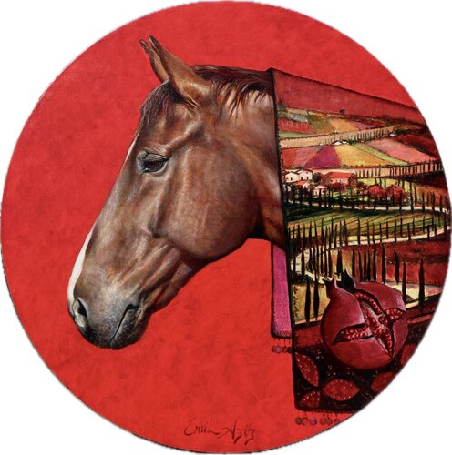 Italian Horse with Toscana Carpet van Emil Aziz, Schilderij te koop op Singulart