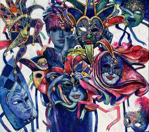 Sneaky Masks di Emil Aziz, Pittura in vendita su Singulart