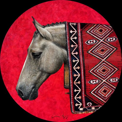 Karabakh horse and carpet van Emil Aziz, Schilderij te koop op Singulart