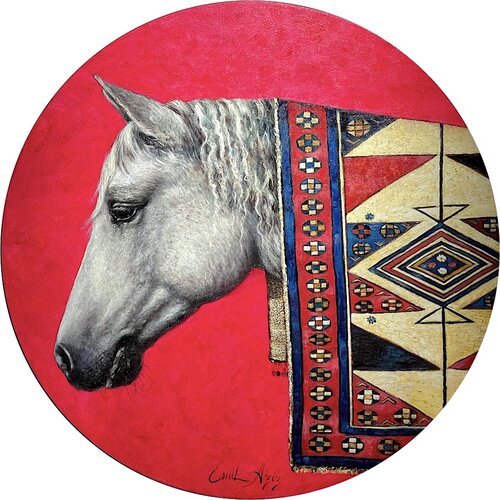 Karabakh horse and carpet de Emil Aziz, Pintura a la venta en Singulart