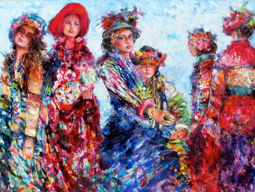 Spring Ladies van Emil Aziz, Schilderij te koop op Singulart
