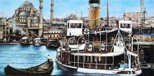Sarayburnu ferry van Emil Aziz, Schilderij te koop op Singulart