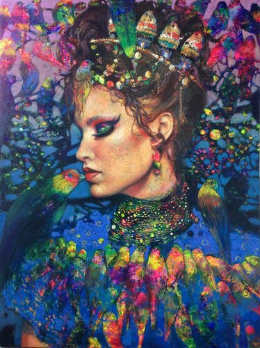 Queen of Birds van Emil Aziz, Schilderij te koop op Singulart