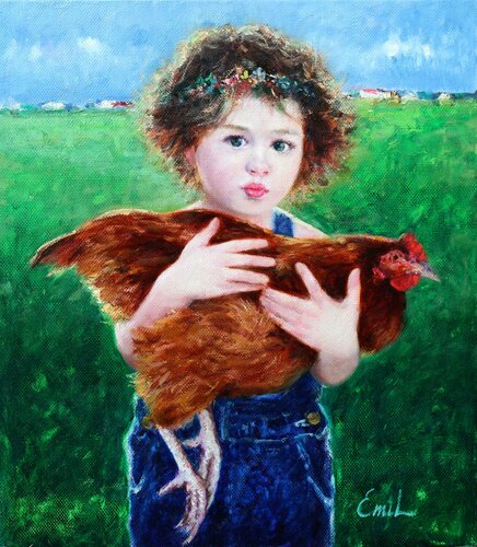 Rooster Catcher von Emil Aziz, Malerei kaufen auf Singulart