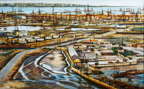 Baku Oil Fields van Emil Aziz, Schilderij te koop op Singulart