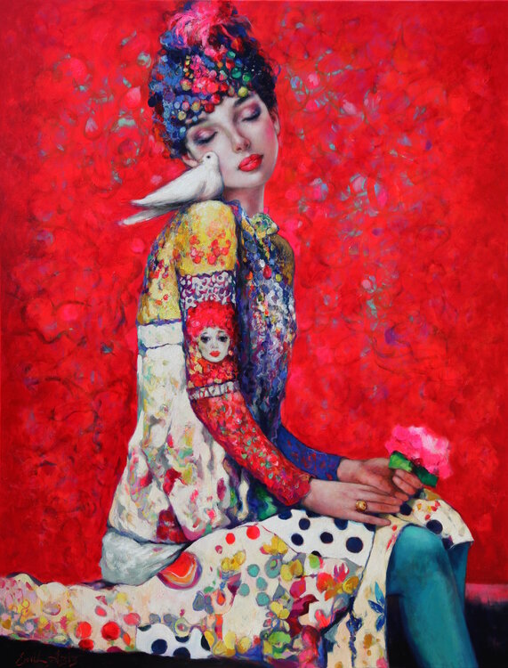 The girl with a dove Emil Aziz